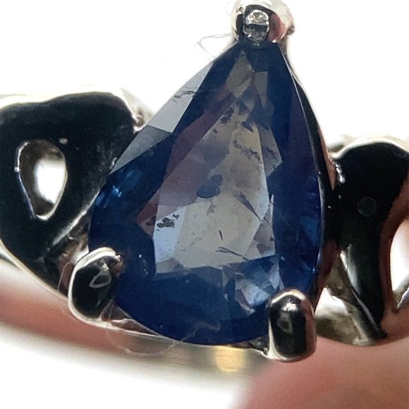 Blue Sapphire 1.13ct Platinum Finish Solid 925 Sterling Silver Ring - Picture 3 of 7